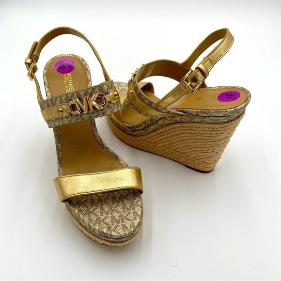 Michael Kors Strappy Leather Espardrille Wedges Summer Sandals Size 8.5 (NWOT) - Picture 1 of 8